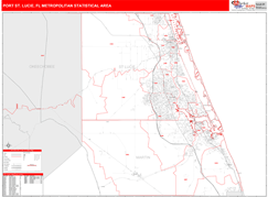 Port St. Lucie Metro Area Digital Map Red Line Style